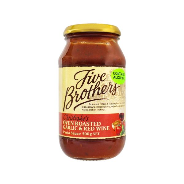 Five Brothers Chrisptophe s Oven Roasted Garlic and Red Wine Pasta Sauce 500g Online Sale