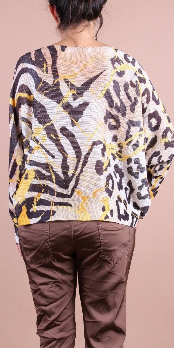 Daria Batwing Sweater with Jungle Print Online Hot Sale