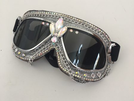 Sparkle silver burning man goggles Online now