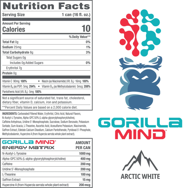 Gorilla Mind RTD Energy Drink - Arctic White (1 Can) Online