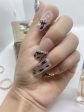 10 pcs luxury coffin painted leopard print press on nail with flash diamond crystal Rhinestones Supply