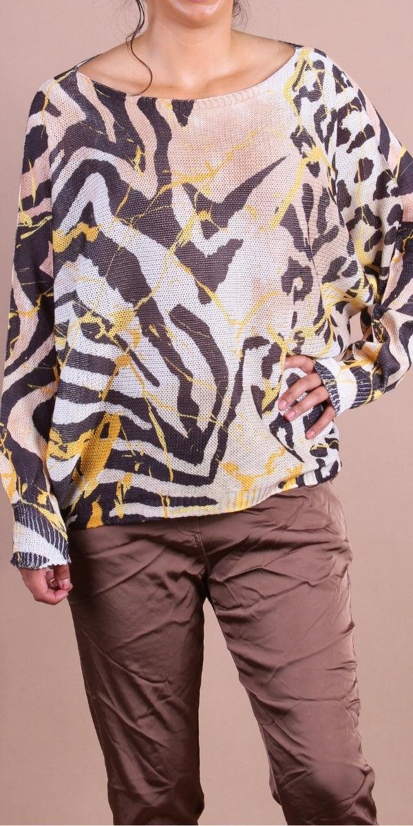 Daria Batwing Sweater with Jungle Print Online Hot Sale