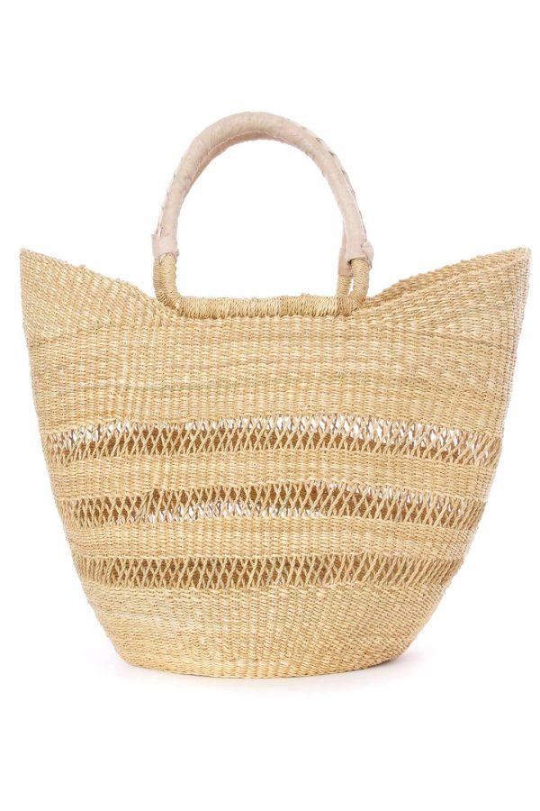 Natural Ghanaian Lacework Wing Shopper with Dye-Free Leather Online