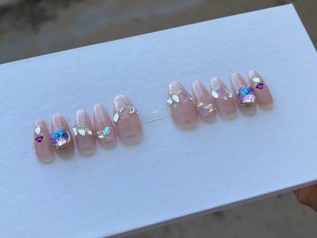 Lavender crystal Rhinestones Press on Nails Supply