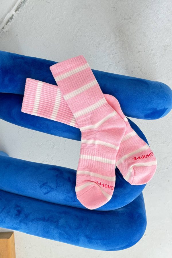 Striped Boyfriend Socks: Pink White Stripe Online Hot Sale