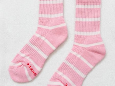 Striped Boyfriend Socks: Pink White Stripe Online Hot Sale