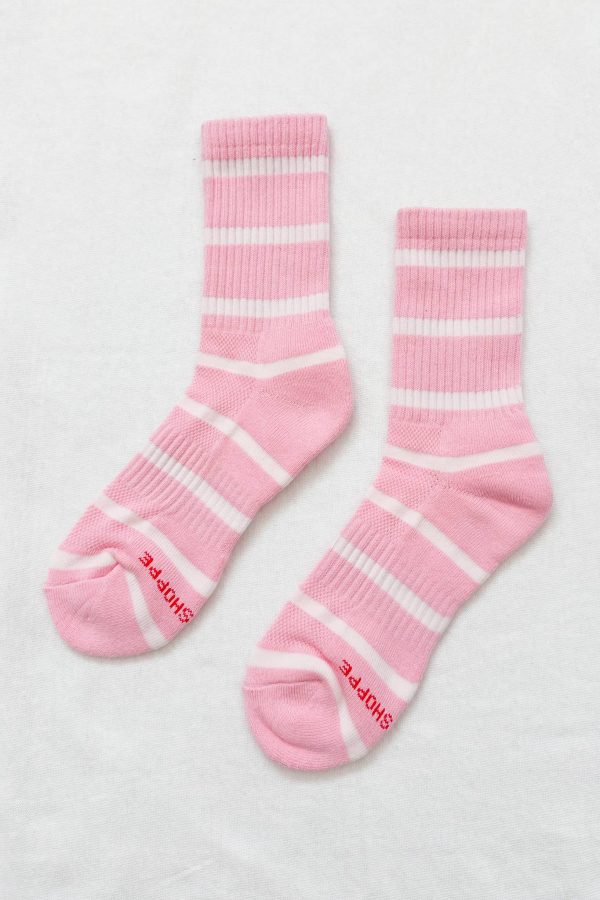 Striped Boyfriend Socks: Pink White Stripe Online Hot Sale