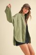 Olive Denim Washed  Shacket  Cheap