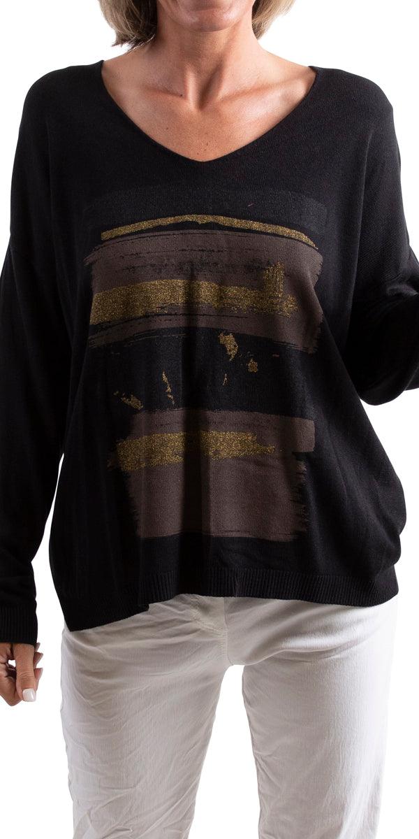 Maya Sweater With Brush Strokes Fashion