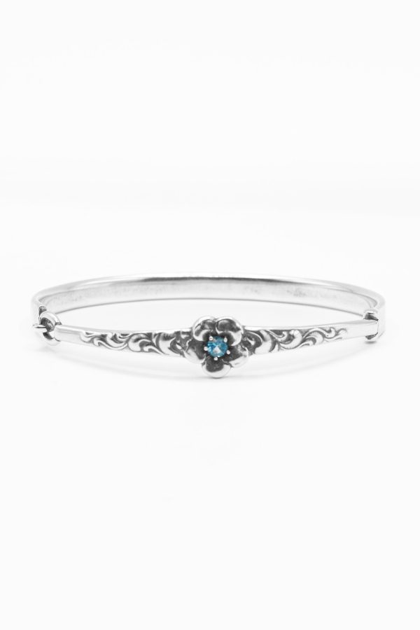 Petal Bangle Bracelet with Swiss Blue Topaz Online Hot Sale