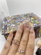 10 pcs customized hand painted coffin fake press on nail luxury flash heart style diamond crystal Rhinestones for party Sale