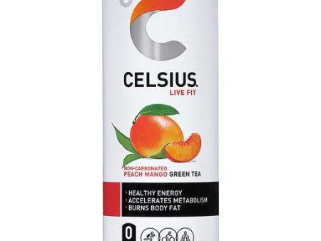 Celsius Fizz-Free Peach Mango Green Tea 12oz Can Sparkling Energy Drink on Sale