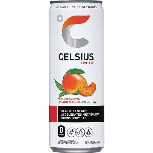 Celsius Fizz-Free Peach Mango Green Tea 12oz Can Sparkling Energy Drink on Sale