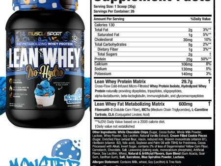 MuscleSport Lean Whey 2lb - Monster Cookie Supply