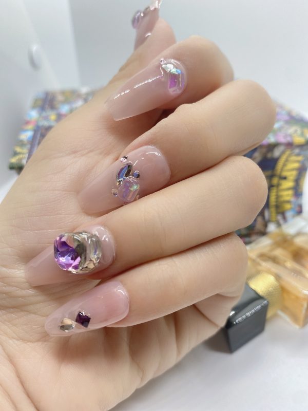 Lavender crystal Rhinestones Press on Nails Supply