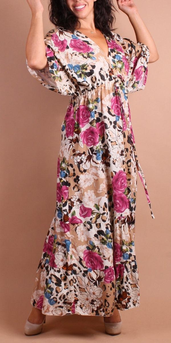 Leopard Rose Maxi Dress Online now