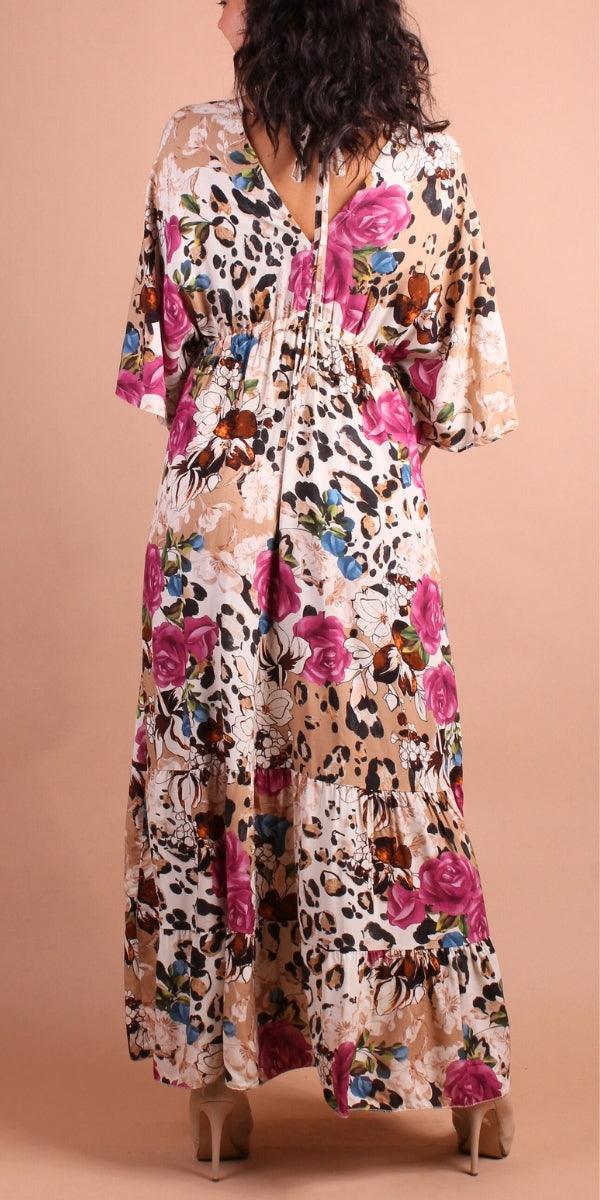 Leopard Rose Maxi Dress Online now