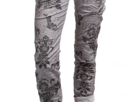 Arabesque Print Jean With Studs For Sale