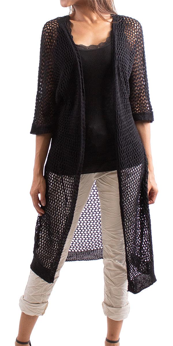 Ginavra Knitted Mesh Maxi Open Jacket For Cheap