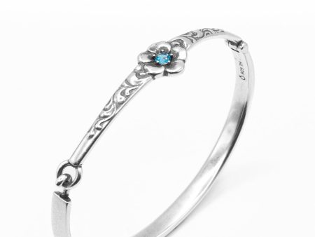 Petal Bangle Bracelet with Swiss Blue Topaz Online Hot Sale