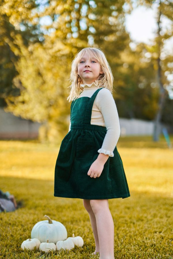 Pinny Deep Green Pinafore Dress Fashion