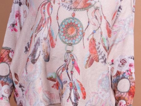 Daria Batwing Sweater with Dreamcatcher Print For Cheap