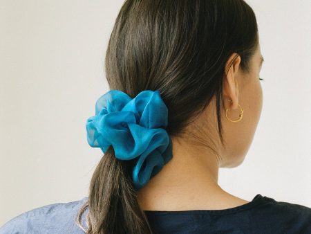 Indigo Silk Organza Plant Dyed Scrunchie | Handmade Discount