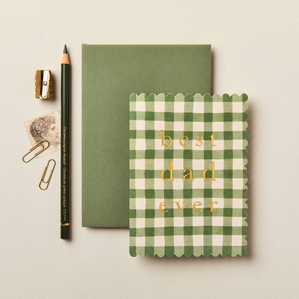 Green Gingham  Best Dad Ever  Card Hot on Sale