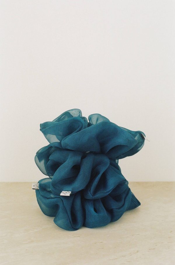 Indigo Silk Organza Plant Dyed Scrunchie | Handmade Discount