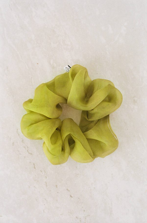 Sage Silk Organza Plant Dyed Scrunchie | Handmade Supply