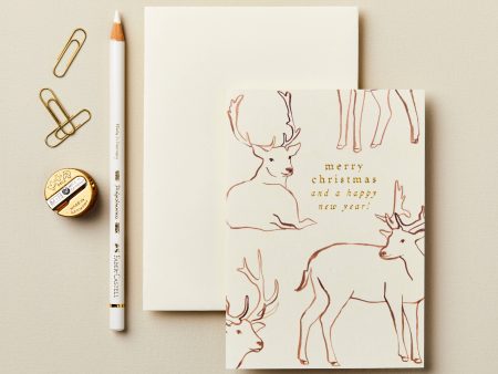 Reindeer  Merry Christmas  Card Online Hot Sale