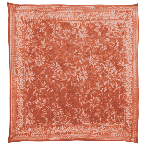 Scarf printed with Indian Flowers Meera Terracotta For Discount