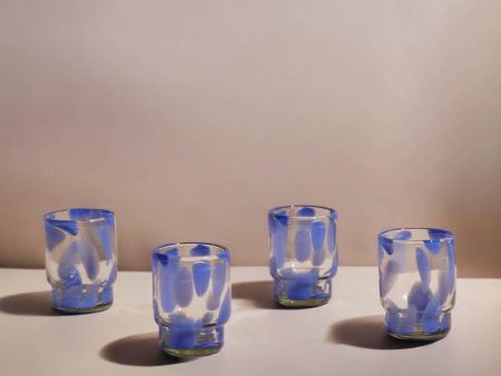 Marta Stackable Glass Blue & Clear (Set of 4) by Meso on Sale