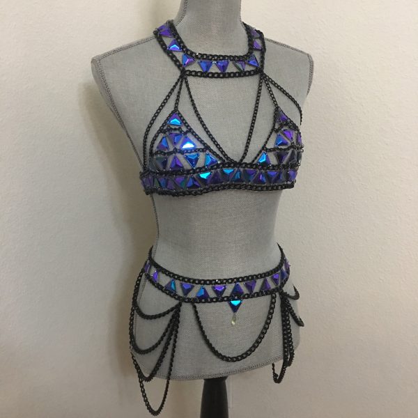 Sarah electric blue bralette chain Set Online