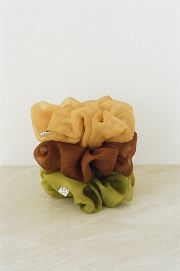 Sage Silk Organza Plant Dyed Scrunchie | Handmade Supply