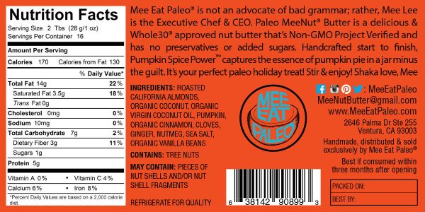 Pumpkin Spice Paleo MeeNut® Butter For Sale