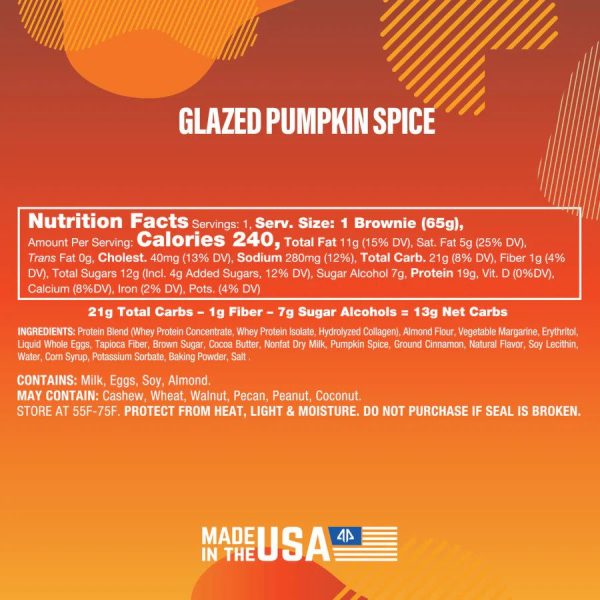 Alpha Prime - Prime Bites Protein Brownie - Glazed Pumpkin Spice (Select Size) Online Hot Sale