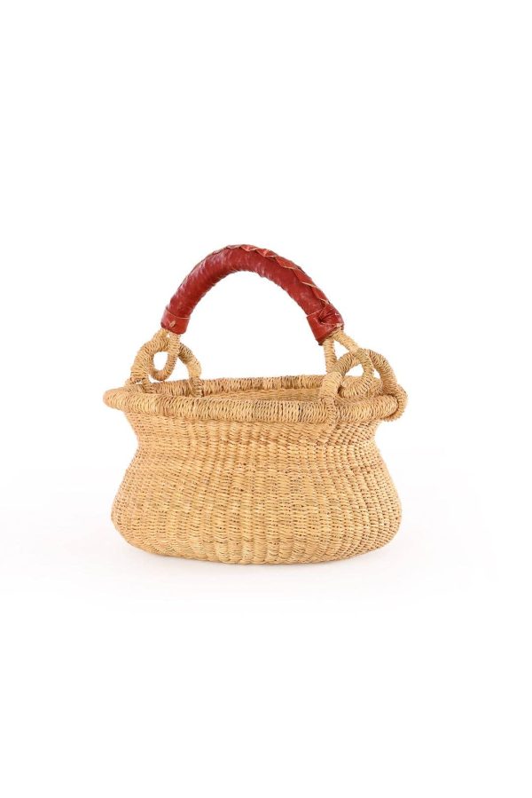 Petite Natural Swing Basket - Leather Handle Online