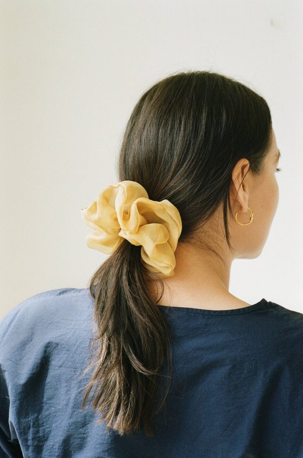 Sand Silk Organza Plant Dyed Scrunchie | Handmade Sale