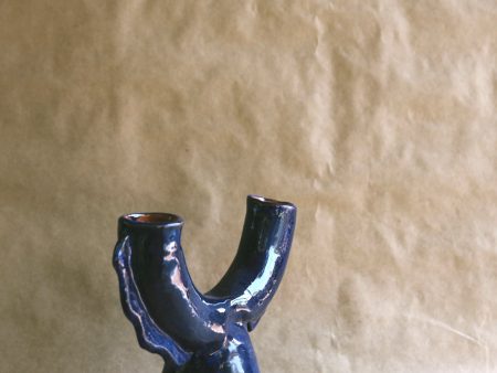 Indigo Arched Cylinder Vase with Ruffles on Sale