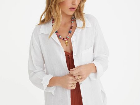 The Playa Linen Shirt in White: White   OS on Sale