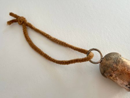 Rounded tin brass bell holiday Christmas ornament twine jute: Cognac Suede-Like Cord For Sale