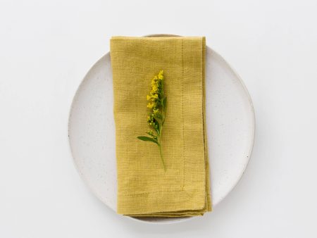 Lemon Curry Linen Napkins Set of 2 Supply