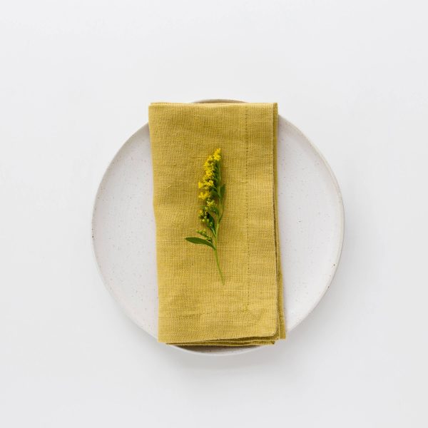 Lemon Curry Linen Napkins Set of 2 Supply