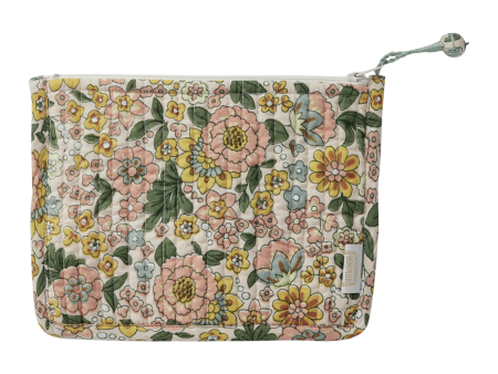 Quilted Indian Flowers Printed Small Pouch Amaia Rose Corail Online Sale