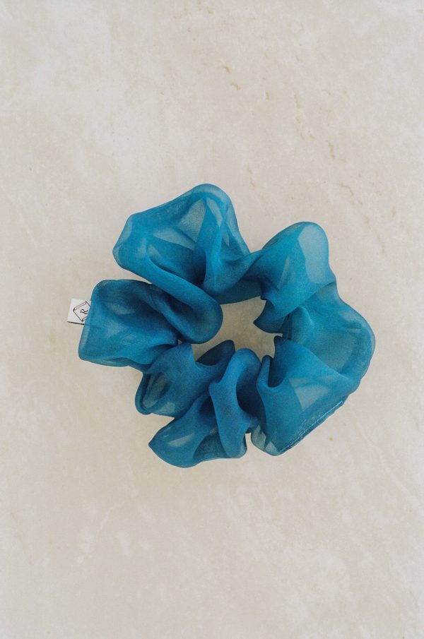 Indigo Silk Organza Plant Dyed Scrunchie | Handmade Discount