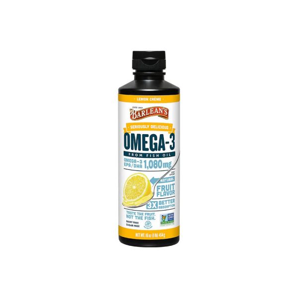 Barlean s Seriously Delicious Omega-3 Fish Oil Lemon Crème (8oz-16oz) For Sale