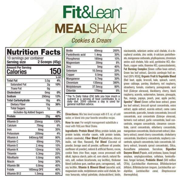 Fit & Lean Protein Fat Burning Meal Replacement Cookies and Cream For Cheap