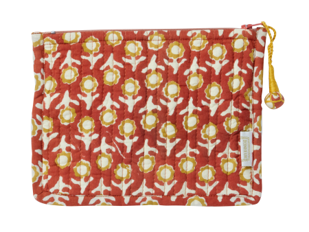 Quilted Indian Flower Printed Small Pouch Isha Squirrel Discount