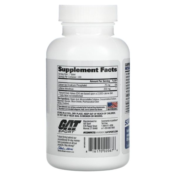 GAT, Caffeine, Metabolism and Performance, 100 Tablets Hot on Sale